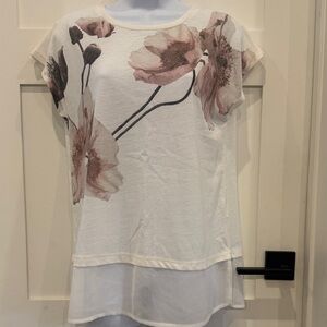 Chic Floral Women's Top - White and Pink